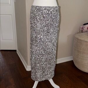 Mango Silver Sequin Skirt